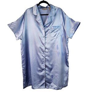 Valerie Stevens Lavender Sleep Shirt Women 2XL Covered Buttons Short Sleeves NEW